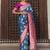 Teal blue silk blend woven saree with paisley motifs