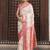 White silk blend woven saree with paisley motifs
