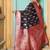 Navy blue silk blend woven saree with paisley motifs