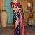 Navy blue silk blend woven saree with paisley motifs