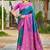 Teal blue banarasi silk blend woven saree with contrast border