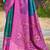 Teal blue banarasi silk blend woven saree with contrast border