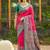 Rani pink banarasi silk blend woven saree with contrast border