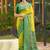 Lemon yellow banarasi silk blend woven saree with contrast border