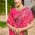 Mehendi green banarasi silk blend woven saree with contrast border