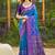 Sky blue banarasi silk blend woven saree with contrast border