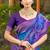 Sky blue banarasi silk blend woven saree with contrast border