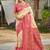 Cream banarasi silk blend woven saree with contrast border