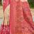 Cream banarasi silk blend woven saree with contrast border