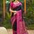 Black banarasi silk blend woven saree with contrast border