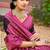Black banarasi silk blend woven saree with contrast border