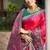 rani pink pochampally silk blend saree with contrast border
