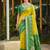 lemon yellow pochampally silk blend saree with contrast border