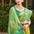lemon yellow pochampally silk blend saree with contrast border
