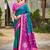teal pochampally silk blend saree with contrast border
