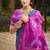 teal pochampally silk blend saree with contrast border