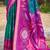 teal pochampally silk blend saree with contrast border