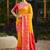 yellow pochampally silk blend saree with contrast border