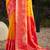yellow pochampally silk blend saree with contrast border