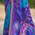 sky blue pochampally silk blend saree with contrast border