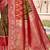 olive green & red banarasi silk blend saree with zari woven pallu