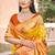 mustard yellow & rust banarasi silk blend saree with zari woven pallu