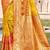 mustard yellow & rust banarasi silk blend saree with zari woven pallu