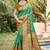 sea green & olive green banarasi silk blend saree with zari woven pallu