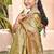 sea green & olive green banarasi silk blend saree with zari woven pallu