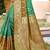 sea green & olive green banarasi silk blend saree with zari woven pallu