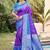 purple & sky blue banarasi silk blend saree with zari woven pallu