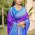 purple & sky blue banarasi silk blend saree with zari woven pallu