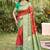 red & green banarasi silk blend saree with zari woven pallu