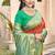 red & green banarasi silk blend saree with zari woven pallu