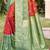 red & green banarasi silk blend saree with zari woven pallu