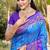 sky blue & purple banarasi silk blend saree with zari woven pallu