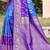 sky blue & purple banarasi silk blend saree with zari woven pallu