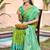 parrot green & sea green banarasi silk blend saree with zari woven pallu