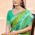 parrot green & sea green banarasi silk blend saree with zari woven pallu