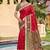 Red silk blend woven saree with contrast pallu and border
