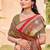 Red silk blend woven saree with contrast pallu and border
