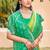 Light green silk blend woven saree with contrast pallu and border
