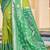 Light green silk blend woven saree with contrast pallu and border