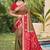 Olive green silk blend woven saree with contrast pallu and border