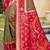 Olive green silk blend woven saree with contrast pallu and border