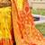 Yellow silk blend woven saree with contrast pallu and border