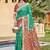 Sea green silk blend woven saree with contrast pallu and border