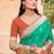 Sea green silk blend woven saree with contrast pallu and border