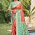 Peach silk blend woven saree with contrast pallu and border