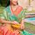 Peach silk blend woven saree with contrast pallu and border